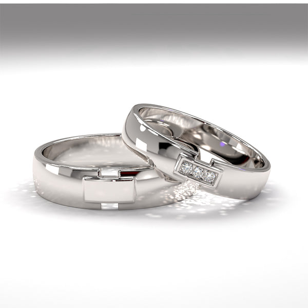 0.01ct Brilliant Cut Diamond Wedding Bands for His and Hers - 04GG75